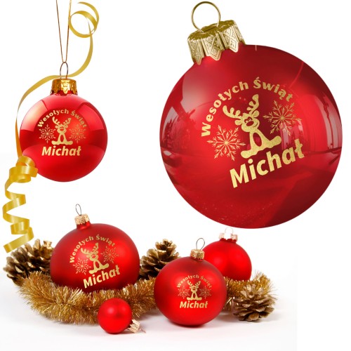 BOMBKA SZKLANA na choinkę z IMIENIEM ozdoba świąteczna PREZENT NA ŚWIĘTA  W3