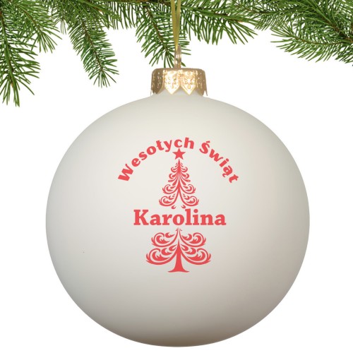BOMBKA SZKLANA na choinkę z IMIENIEM ozdoba świąteczna PREZENT NA ŚWIĘTA  GRAP-012-W2-B-MAT