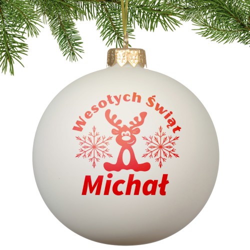 BOMBKA SZKLANA na choinkę z IMIENIEM ozdoba świąteczna PREZENT NA ŚWIĘTA  GRAP-012-W3-B-MAT