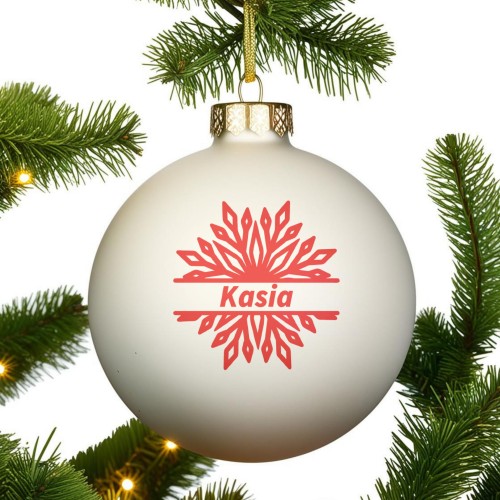 BOMBKA SZKLANA na choinkę z IMIENIEM ozdoba świąteczna PREZENT NA ŚWIĘTA  GRAP-012-W6-B-MAT
