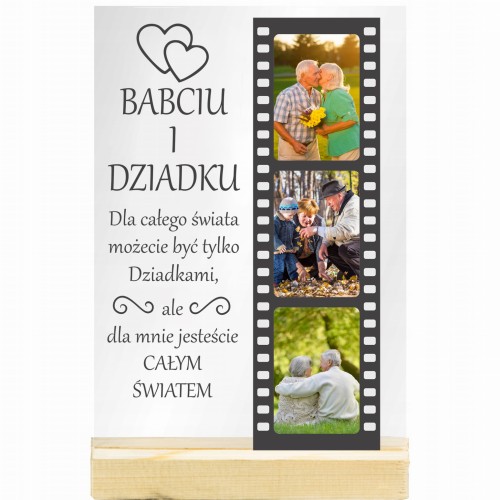RAMKA ZE ZDJĘCIEM NA SZKLE DZIEŃ DZIADKA BABCI PERSONALIZOWANY PREZENT