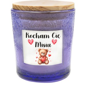 FIOLETOWA ŚWIECZKA ZAPACHOWA NA WALENTYNKI DZIEŃ KOBIET PREZENT DLA NIEJ