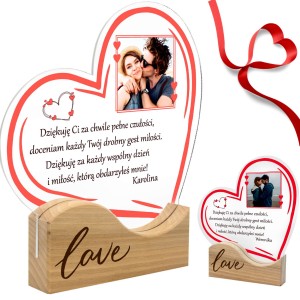 PREZENT NA WALENTYNKI RAMKA ZE ZDJĘCIEM FOTO Ramka Na Szkle Serce Dla Niej