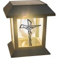 ZNICZ SOLARNY LED LAMPION NA GRÓB STATUETKA NA CMENTARZ Z KRZYŻEM