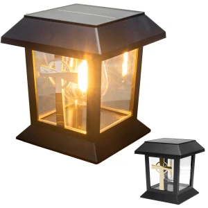 ZNICZ SOLARNY LED LAMPION NA GRÓB STATUETKA NA CMENTARZ Z KRZYŻEM
