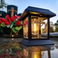 ZNICZ SOLARNY LED LAMPION NA GRÓB STATUETKA NA CMENTARZ Z KRZYŻEM