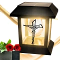 ZNICZ SOLARNY LED LAMPION NA GRÓB STATUETKA NA CMENTARZ Z KRZYŻEM