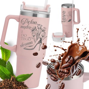 KUBEK TERMICZNY z grawerem DLA DZIEWCZYNY KOLEŻANKI Dzień Kobiet URODZINY      GRAP-038-G-BIG-PINK