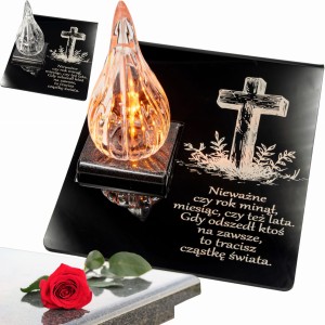 ZNICZ statuetka podstawka na cmentarz grób PŁOMIEŃ LED wieczny lampion