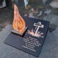 ZNICZ statuetka podstawka na cmentarz grób PŁOMIEŃ LED wieczny lampion