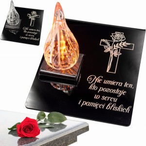 ZNICZ statuetka podstawka na cmentarz grób PŁOMIEŃ LED wieczny lampion