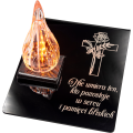 ZNICZ statuetka podstawka na cmentarz grób PŁOMIEŃ LED wieczny lampion