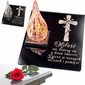 ZNICZ statuetka podstawka na cmentarz grób PŁOMIEŃ LED wieczny lampion
