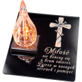 ZNICZ statuetka podstawka na cmentarz grób PŁOMIEŃ LED wieczny lampion