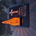 ZNICZ statuetka podstawka na cmentarz grób PŁOMIEŃ LED wieczny lampion