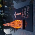 ZNICZ statuetka podstawka na cmentarz grób PŁOMIEŃ LED wieczny lampion