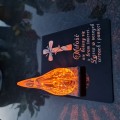 ZNICZ statuetka podstawka na cmentarz grób PŁOMIEŃ LED wieczny lampion