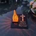 ZNICZ statuetka podstawka na cmentarz grób PŁOMIEŃ LED wieczny lampion