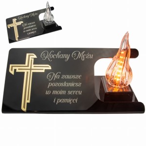 DEKORACJA na grób ZNICZ podstawka na cmentarz LAMPKA LED wieczna latarenka