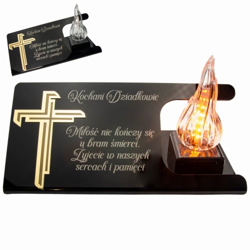 DEKORACJA na grób ZNICZ podstawka na cmentarz LAMPKA LED wieczna latarenka