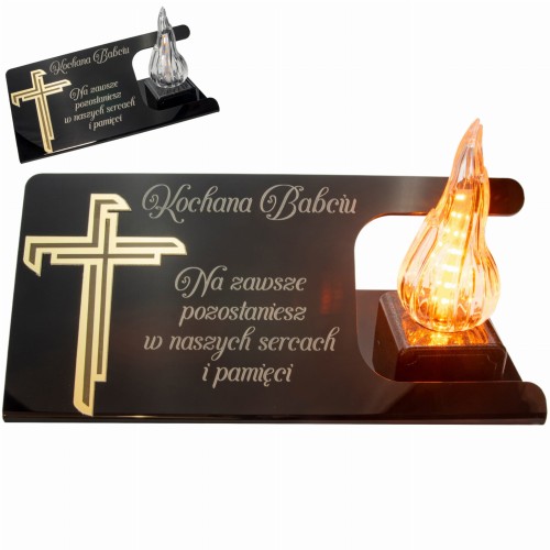 DEKORACJA na grób ZNICZ podstawka na cmentarz LAMPKA LED wieczna latarenka
