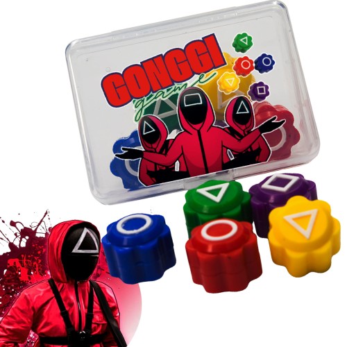 KOŚCI GONGGI Ciężkie koreńskiej gry gongi conggi SQUID GAME hacele PUDEŁKO         UV-141-KOSTKI_GONGGI