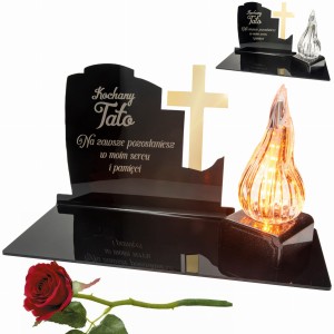 DEKORACJA na grób ZNICZ podstawka na cmentarz LAMPKA LED wieczna latarenka