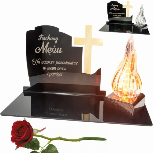 DEKORACJA na grób ZNICZ podstawka na cmentarz LAMPKA LED wieczna latarenka