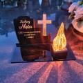 DEKORACJA na grób ZNICZ podstawka na cmentarz LAMPKA LED wieczna latarenka