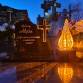 DEKORACJA na grób ZNICZ podstawka na cmentarz LAMPKA LED wieczna latarenka
