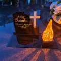 DEKORACJA na grób ZNICZ podstawka na cmentarz LAMPKA LED wieczna latarenka