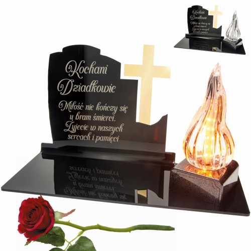 DEKORACJA na grób ZNICZ podstawka na cmentarz LAMPKA LED wieczna latarenka