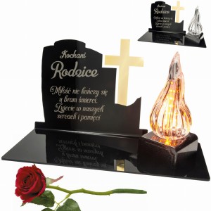 DEKORACJA na grób ZNICZ podstawka na cmentarz LAMPKA LED wieczna latarenka