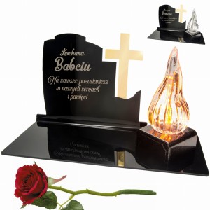 DEKORACJA na grób ZNICZ podstawka na cmentarz LAMPKA LED wieczna latarenka