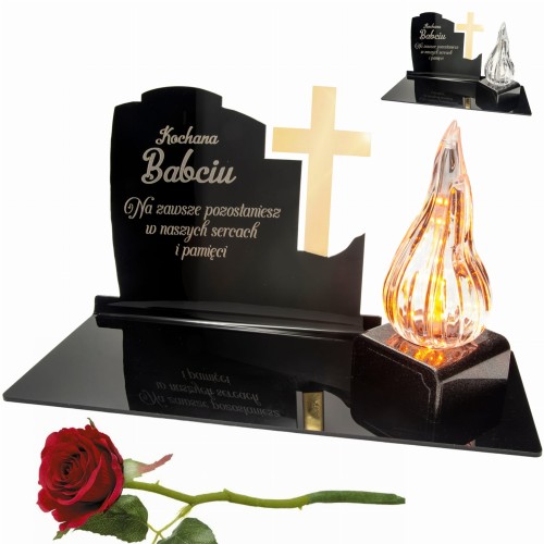 DEKORACJA na grób ZNICZ podstawka na cmentarz LAMPKA LED wieczna latarenka