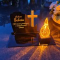 DEKORACJA na grób ZNICZ podstawka na cmentarz LAMPKA LED wieczna latarenka