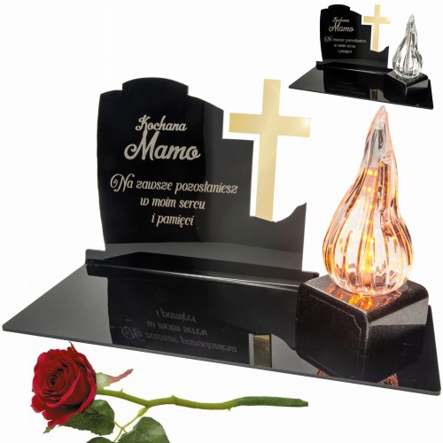 DEKORACJA na grób ZNICZ podstawka na cmentarz LAMPKA LED wieczna latarenka