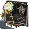 Podstawka na cmentarz GRAWEROWANY ZNICZ dekoracja na grób WIECZNA RÓŻA