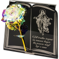 Podstawka na cmentarz GRAWEROWANY ZNICZ dekoracja na grób WIECZNA RÓŻA