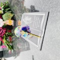 Podstawka na cmentarz GRAWEROWANY ZNICZ dekoracja na grób WIECZNA RÓŻA
