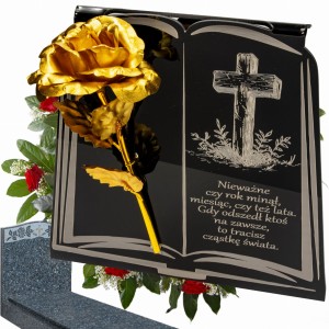 Podstawka na cmentarz GRAWEROWANY ZNICZ dekoracja na grób WIECZNA RÓŻA