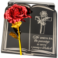 Podstawka na cmentarz GRAWEROWANY ZNICZ dekoracja na grób WIECZNA RÓŻA