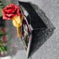 Podstawka na cmentarz GRAWEROWANY ZNICZ dekoracja na grób WIECZNA RÓŻA