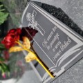 Podstawka na cmentarz GRAWEROWANY ZNICZ dekoracja na grób WIECZNA RÓŻA