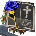 Podstawka na cmentarz GRAWEROWANY ZNICZ dekoracja na grób WIECZNA RÓŻA