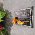 DEKORACJA na grób GRAWEROWANY ZNICZ podstawka na cmentarz RÓŻA DLA MĘŻA