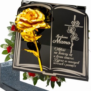 DEKORACJA na grób GRAWEROWANY ZNICZ podstawka na cmentarz RÓŻA DLA MAMY
