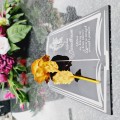 DEKORACJA na grób GRAWEROWANY ZNICZ podstawka na cmentarz RÓŻA DLA DZIADKÓW