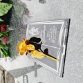 DEKORACJA na grób GRAWEROWANY ZNICZ podstawka na cmentarz RÓŻA DLA DZIADKÓW