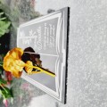 DEKORACJA na grób GRAWEROWANY ZNICZ podstawka na cmentarz RÓŻA DLA DZIADKA